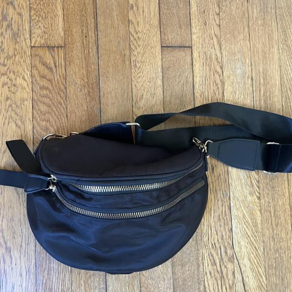 Black Nylon Belt Bag with Gold Detailing - Picture 2 of 5